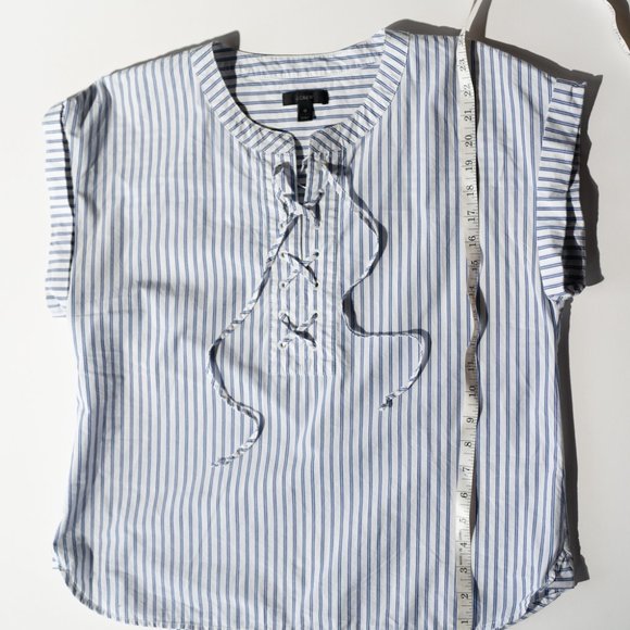J. Crew Lace Up Striped Popover Shirt - 10 - Picture 11 of 12